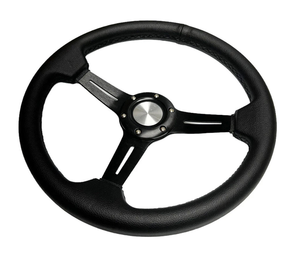 Steering Wheel with Leather Grip Brushed Black 6-Hole for Jeep Wrangler (2007–2018)