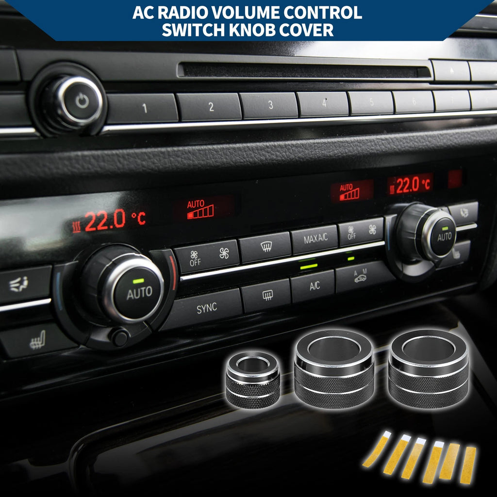 Set of 3 AC Radio Volume Control Switch Knob Cover Rings for BMW F10 (2008–2015)