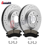 Set of 2 Front Drilled Rotors + Brake Pads for GMC Envoy, Chevy Trailblazer (2002–2009)