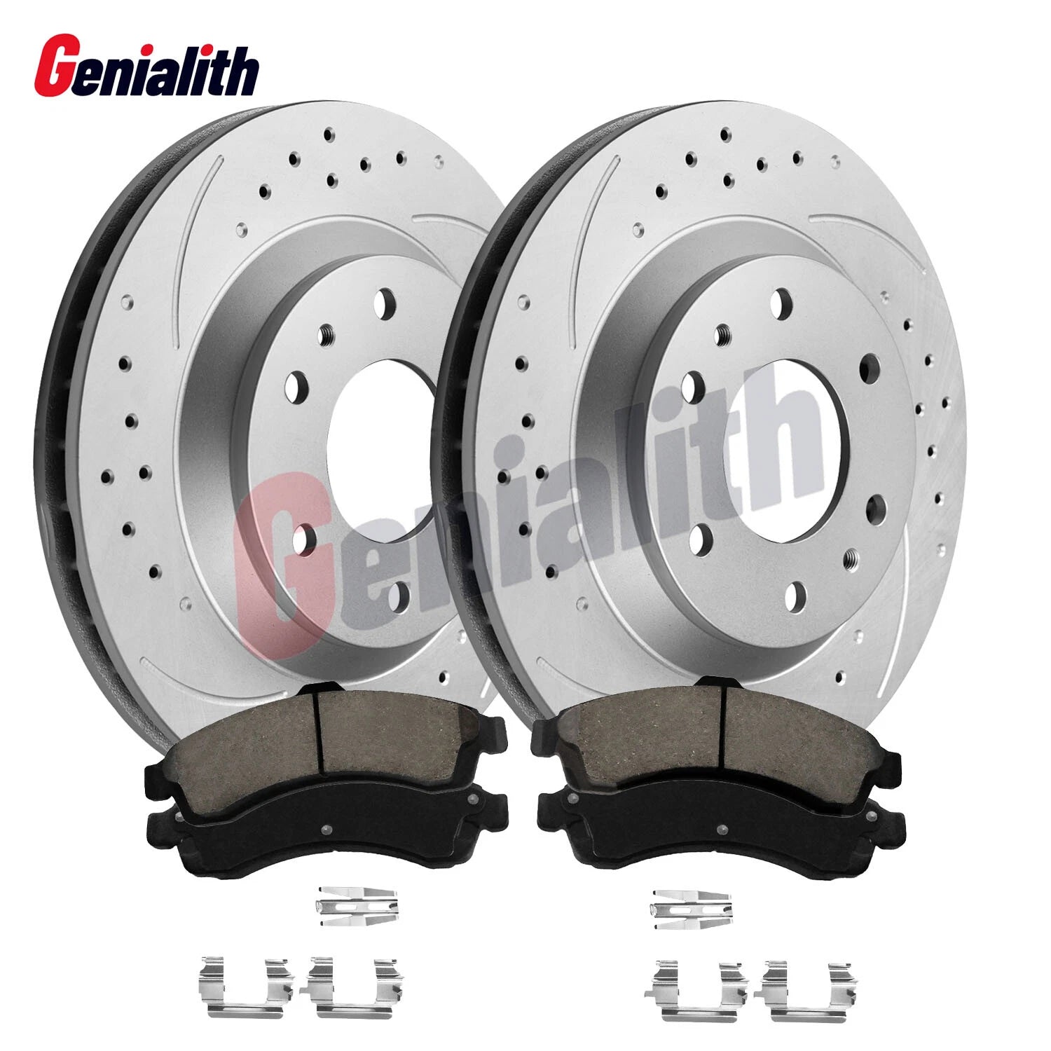 Set of 2 Front Drilled Rotors + Brake Pads for GMC Envoy, Chevy Trailblazer (2002–2009)