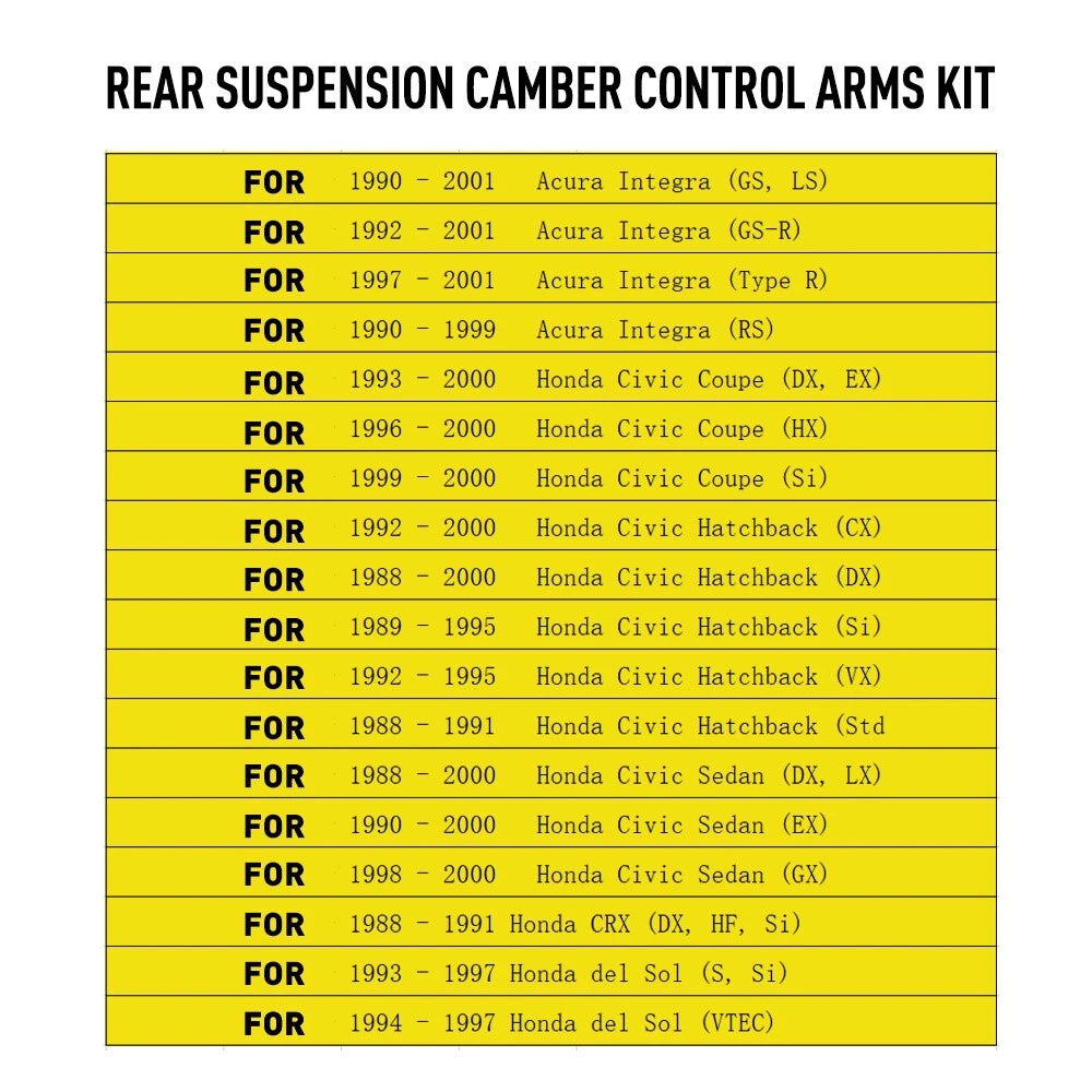 Rear Control Camber Arms Kit for Civic EF EG EK, Integra DC