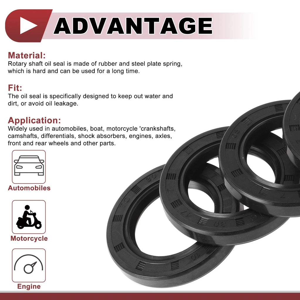 Set of 5 Rotary Shaft Oil Seals 30x47x7mm Nitrile Rubber