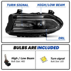 Left Driver Side Headlight Projector Assembly for Dodge Charger (2015–2023) Black