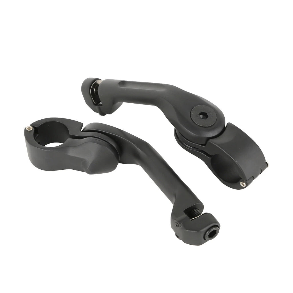 Angled Highway Engine Guard Bar FootPeg Mount for Harley (1 1/4", Matte Black)