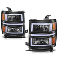 Square LED DRL Sequential Turn Headlights for Silverado 1500 (2014–2015)