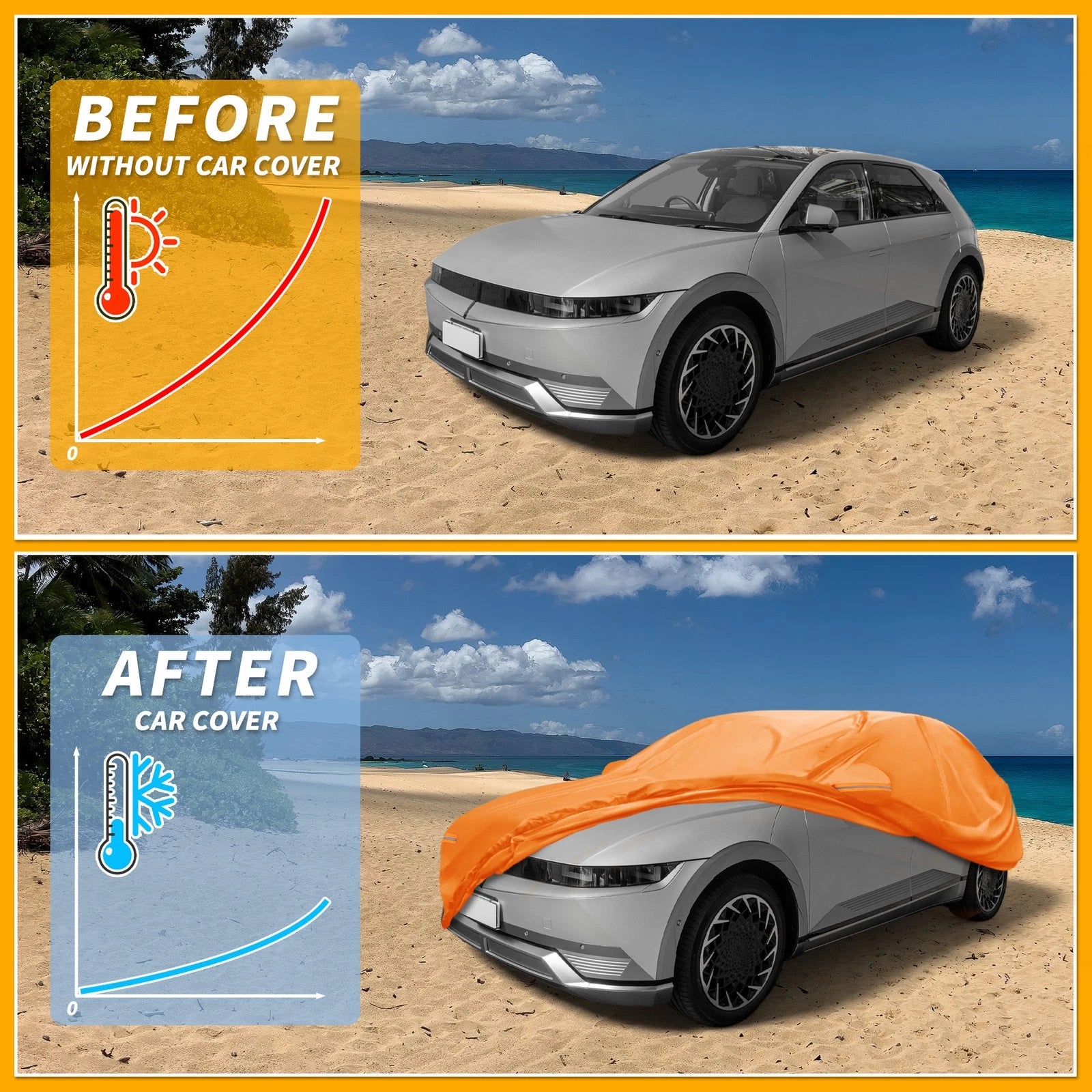 Waterproof Car Cover for Hyundai Ioniq 6 (2023–2023) 210D-PU with Zipper