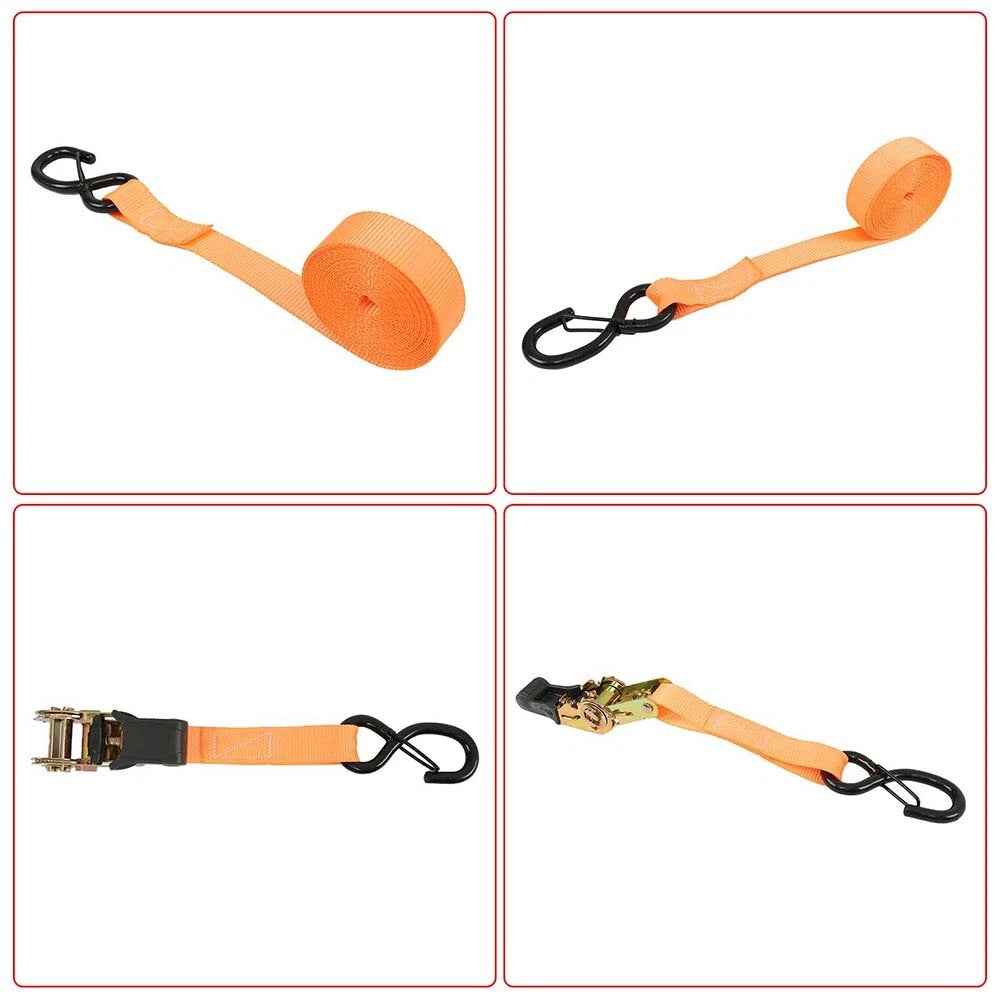 Set of 4 Ratchet Straps for Tie Downs (15 Ft, 2200 lb Break Strength)