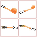 Set of 4 Ratchet Straps for Tie Downs (15 Ft, 2200 lb Break Strength)