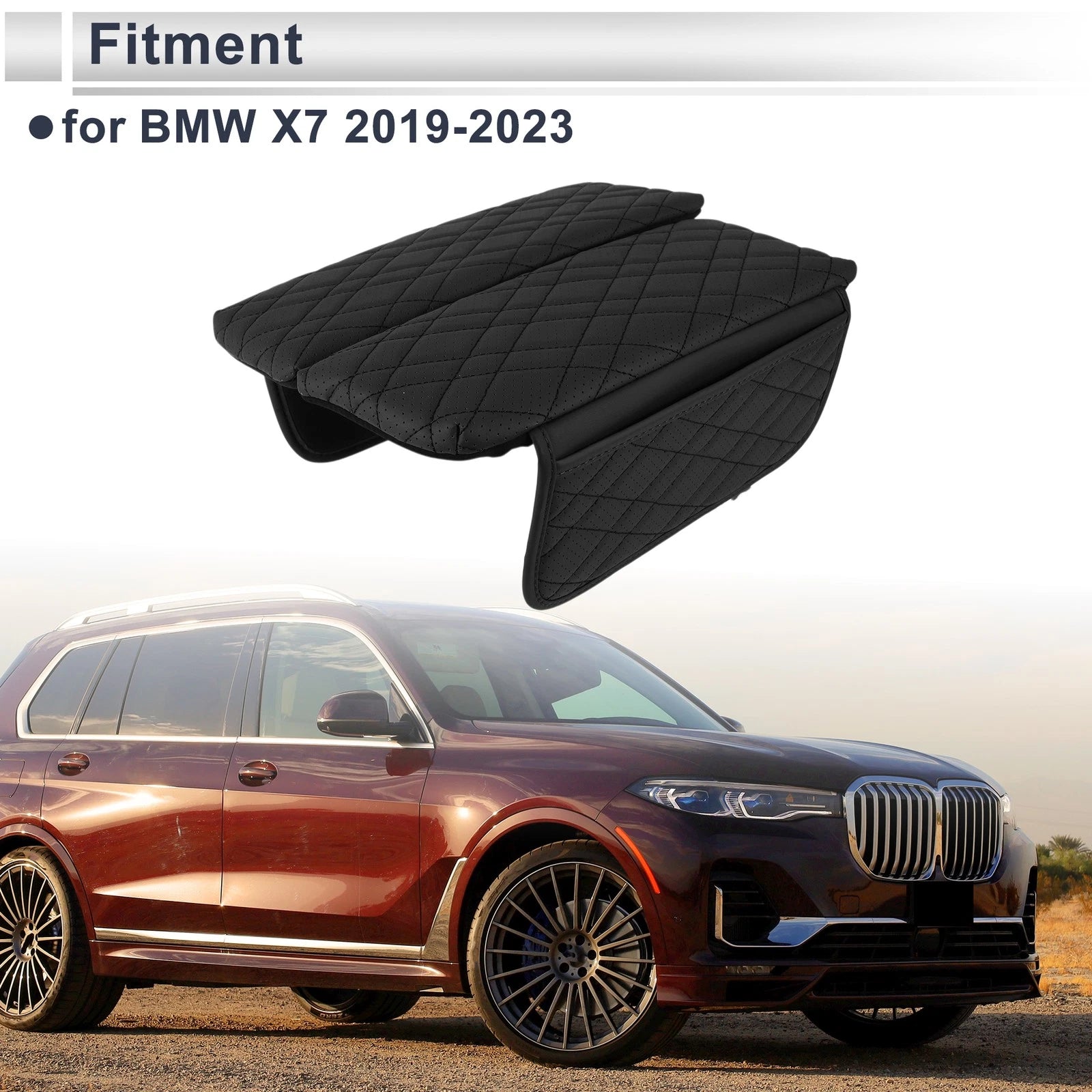 Center Console Cover with Storage Bag for BMW X7 (2019–2023) Black 1 Pair