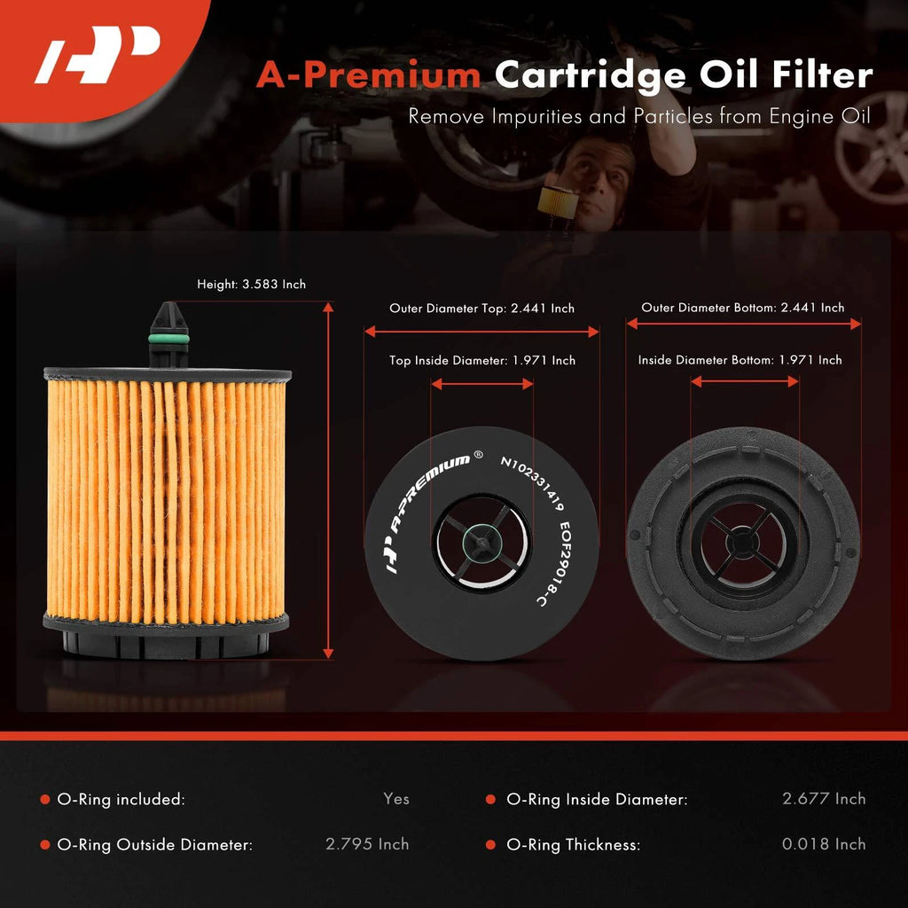 Engine Oil Filter for Chevy Equinox Malibu Impala (2010-2017, 2004-2014)