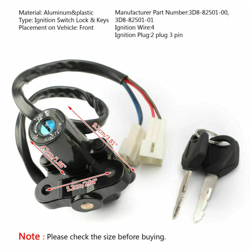 Ignition Switch Lock Keys for Yamaha XVS950 V-Star, XVS1300A, XVS1300BG (2009–2017)