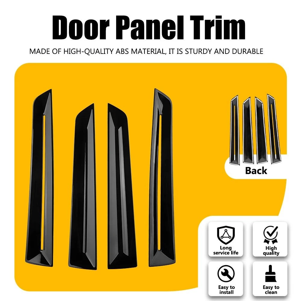 Set of 4 Door Panel Trim Overlays Glossy Black for Honda Civic (2022–2025)