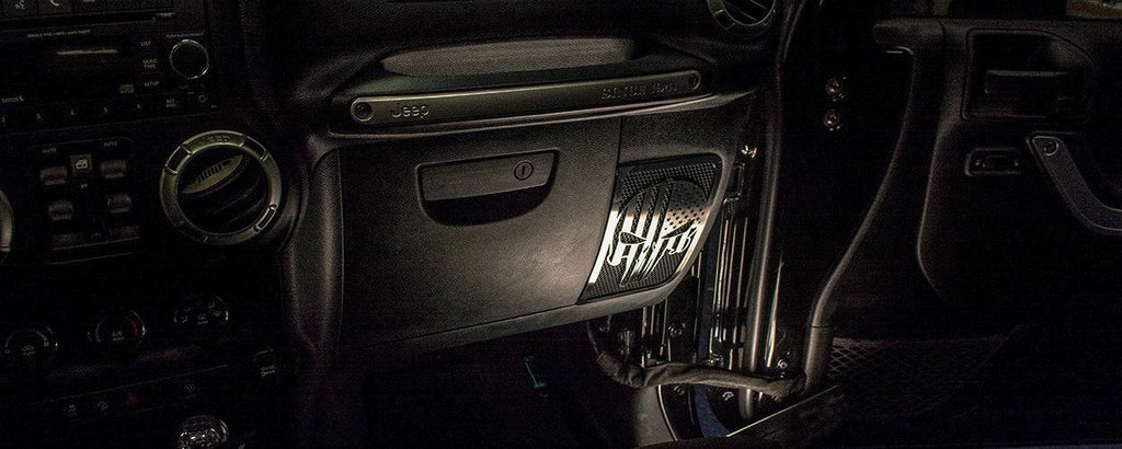 Speaker Cover Overlays Stainless Steel Punisher Emblem for 2011-2018 Jeep Wrangler