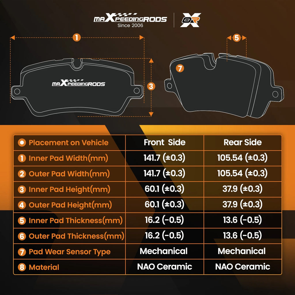Front & Rear Ceramic Brake Pads for Nissan Qashqai/Rogue (2014–2019)