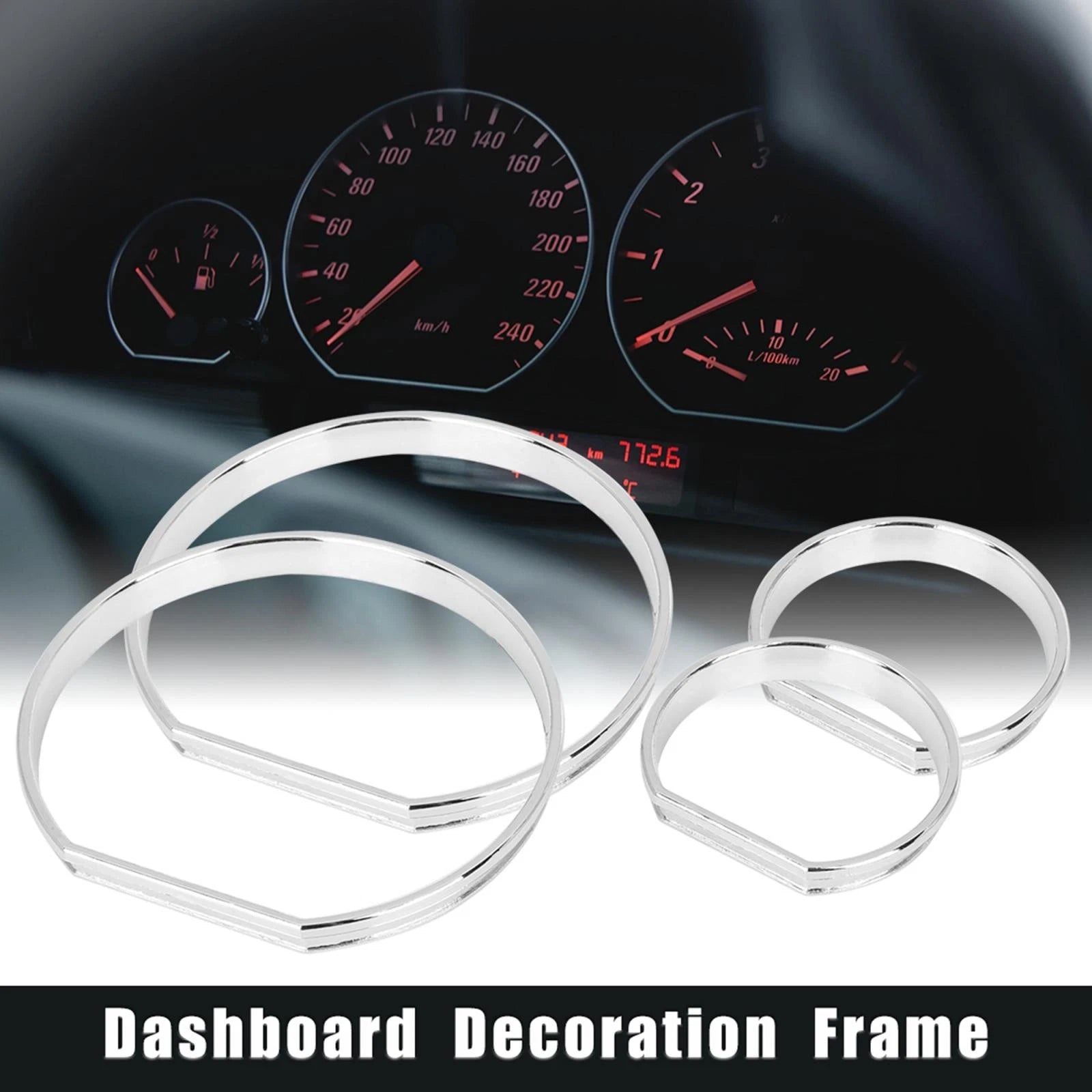 Chrome Speedometer Gauge Dial Rings Trim Kit for BMW E46 M3 (2001–2006)