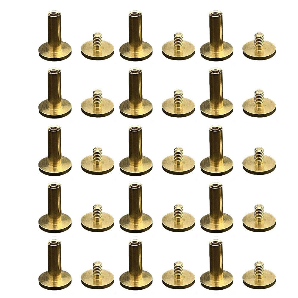 15 Pack Brass Screws for Leather Crafts (Wear Resistant Fasteners)