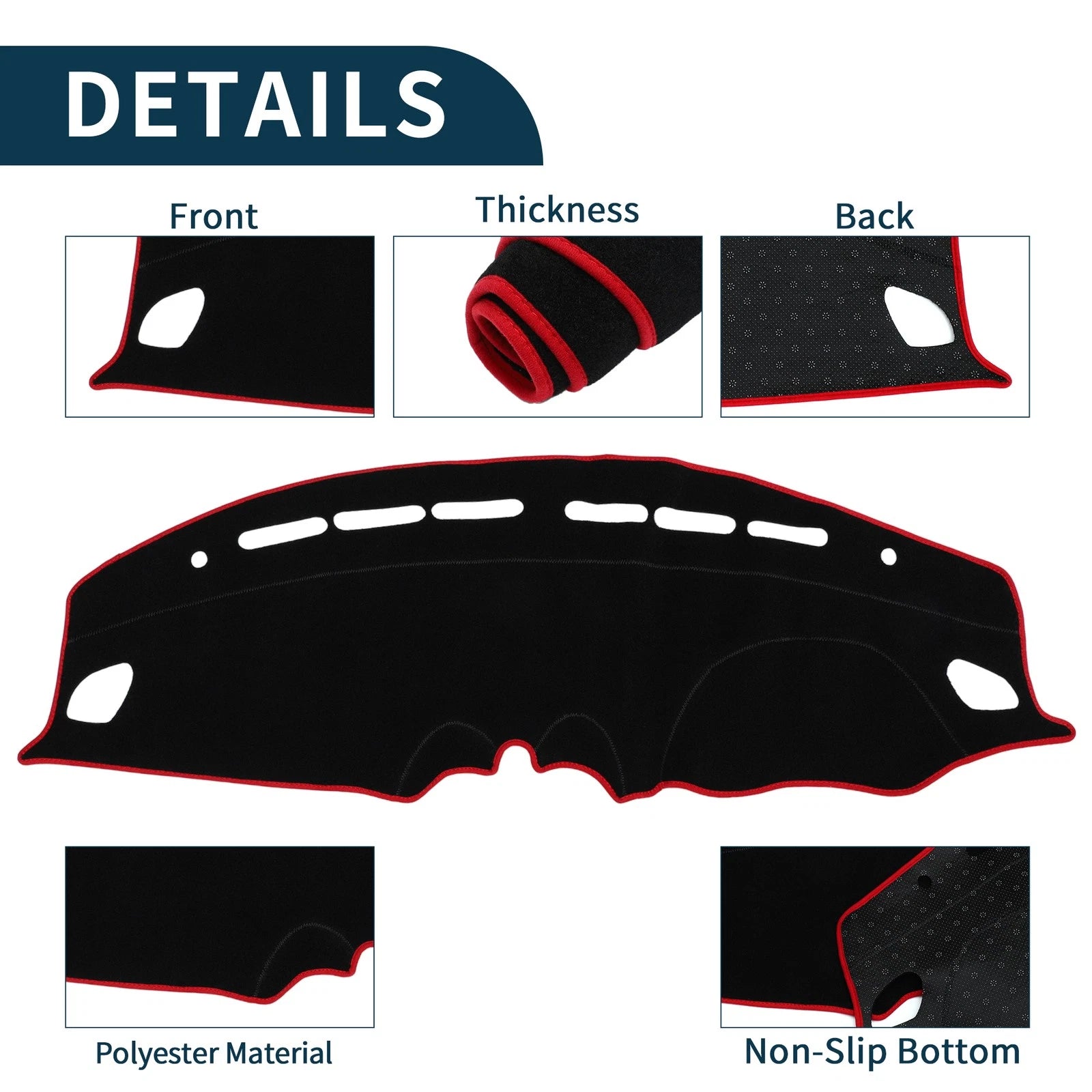 Dashboard Cover Mat for Suzuki Swift Sport ZC33S (2018–2019) Black Red