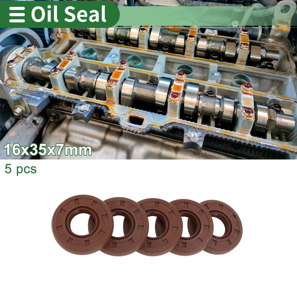 Set of 5 Oil Seals FKM Rubber 16x35x7mm for High Pressure