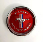 Center Caps Tri-Bar Pony Red Set for 1965–1966 Ford Mustang