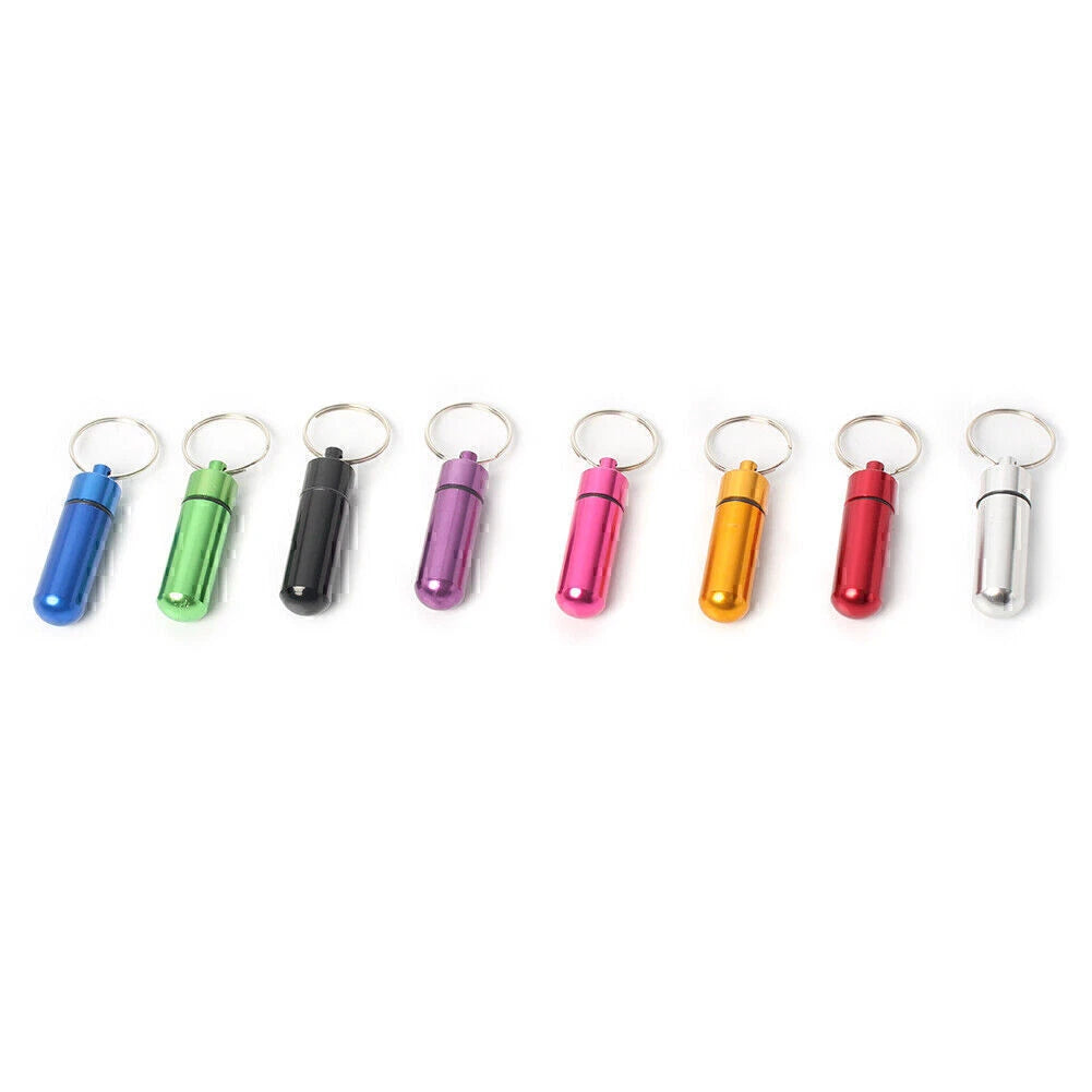 Waterproof Pill Box Case Keyring Holder Aluminum Outdoor Container