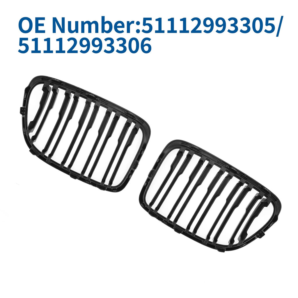 1 Pair Front Upper Bumper Grille for BMW X1 E84 (2009–2015) Gloss Black