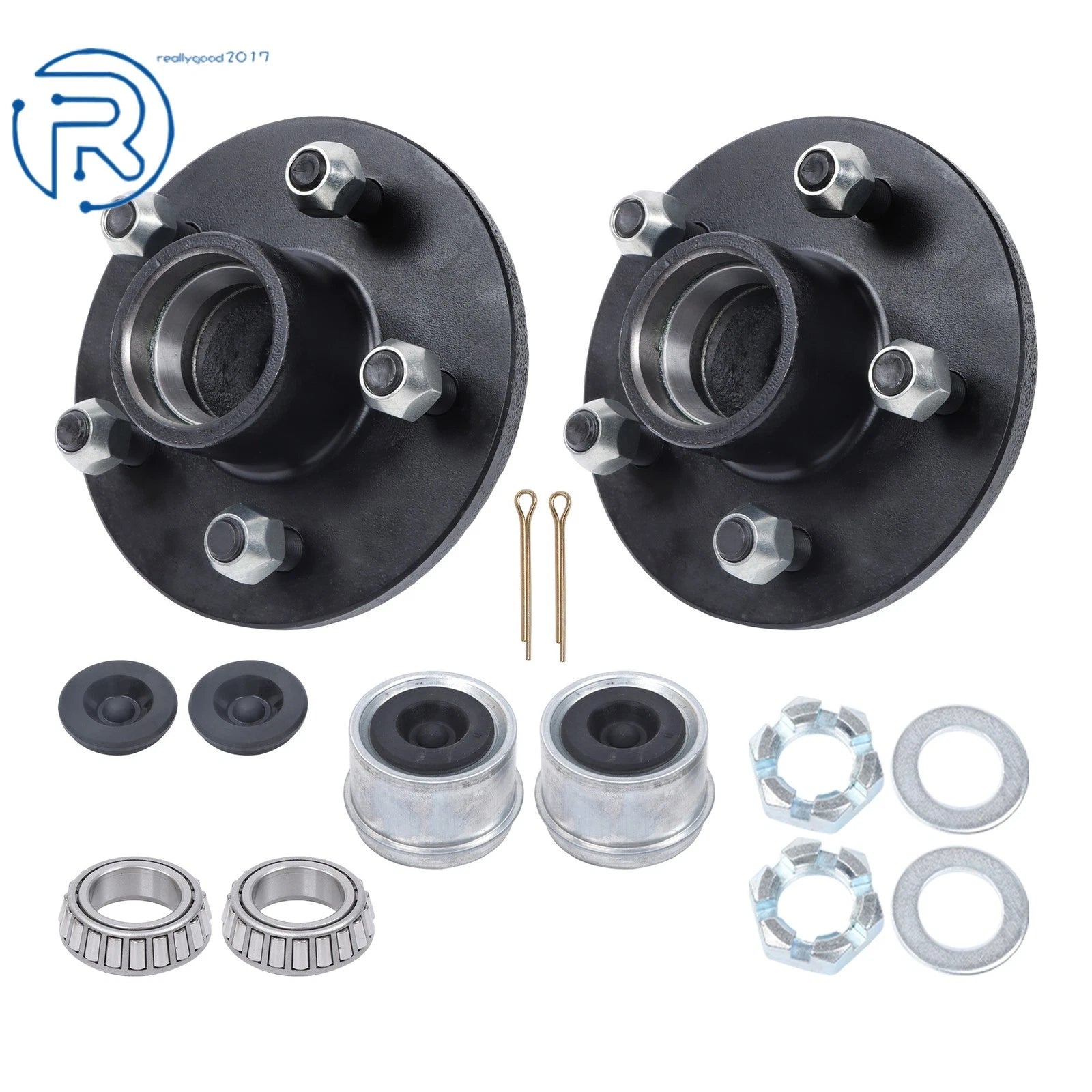 Pre-Greased Trailer Hub Kit 5 Bolt 4-1/2 Inch Circle for 3500lbs #84 Spindle
