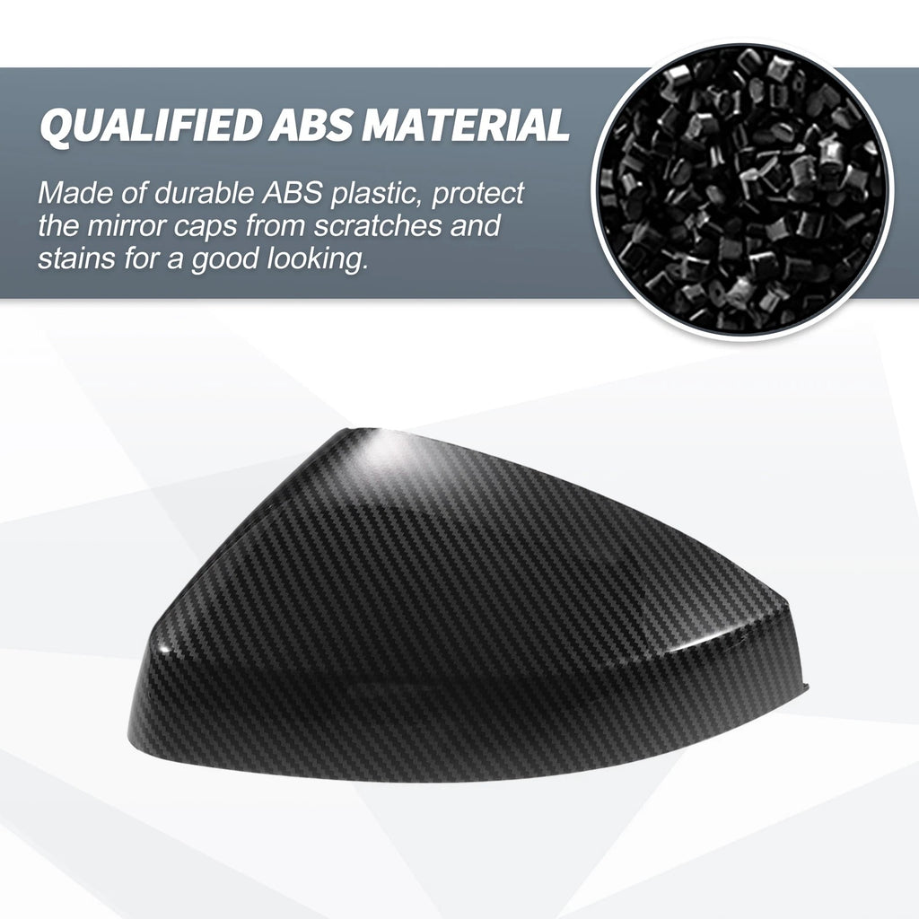 1 Pair Rearview Mirror Cover Cap Black Carbon Fiber for Audi A3 S3 RS3 (2013–2020)