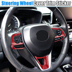 3 Pcs Red Steering Wheel Cover Trim for Toyota Corolla (2020–2022)