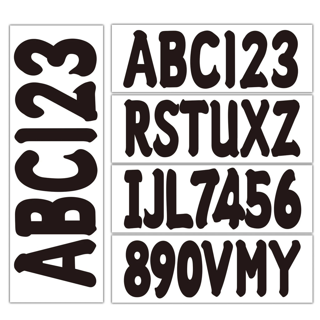 Black Alpha-Numeric Registration Stickers Decals for Boat