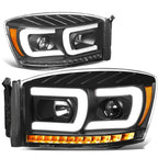 Dual LED DRL Sequential Signal Projector Headlight Lamps for Ram Truck (2006–2009)