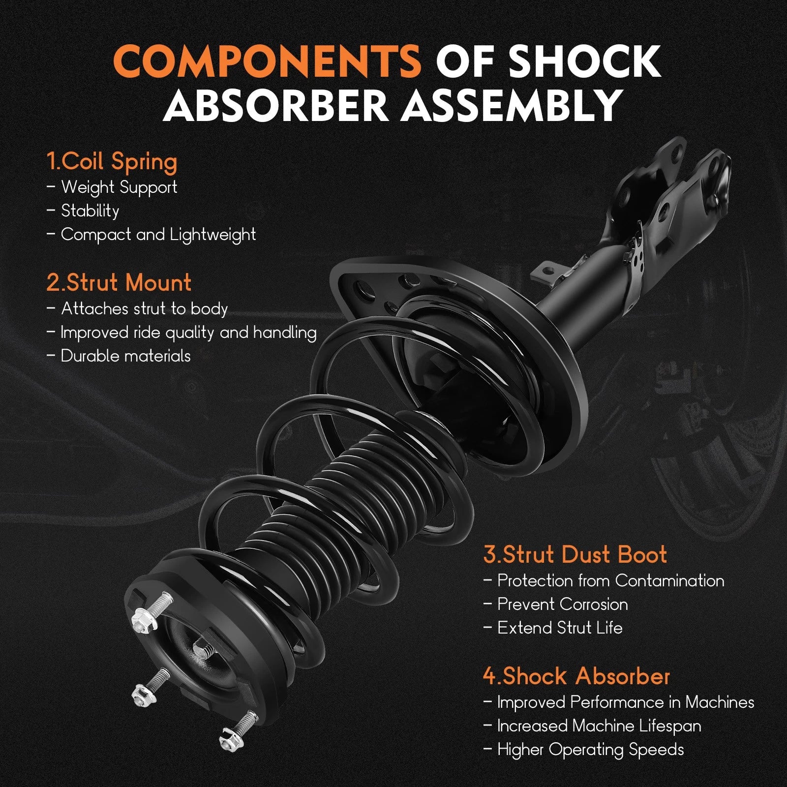 2X Rear Quick Complete Struts Shocks & Coil Spring Assembly for Toyota Camry