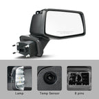 Side Mirror for Chevy Silverado 1500 (2019–2024) W/LED Lamp, Heated, 8 Pins