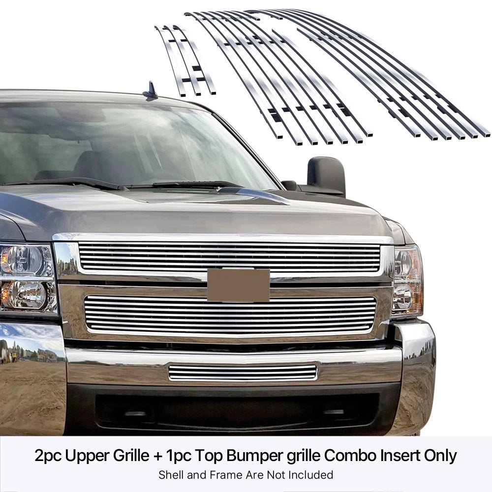 Stainless Chrome Billet Grille Combo for Chevy Silverado 2500/3500HD (2007-2010)