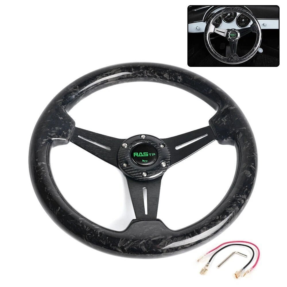 6 Bolt 14 Inch Universal Forged Carbon Fiber Racing Steering Wheel Deep Dish