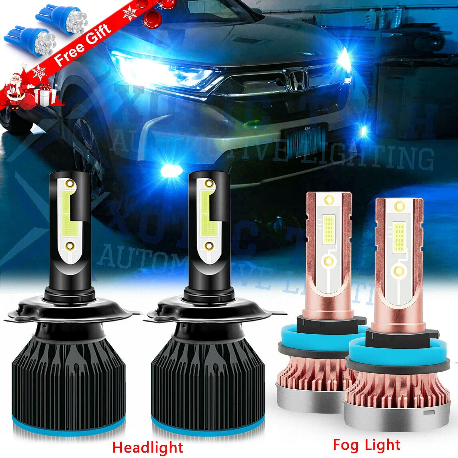 4X Blue High Low Dual Beam LED Headlight Fog Light Bulb for Honda CR-V (2007–2014)
