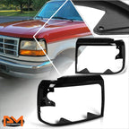 2X Gloss Black Headlight Door Bezel for Ford F150 F250 F350 F-Super Duty (1992–1997)
