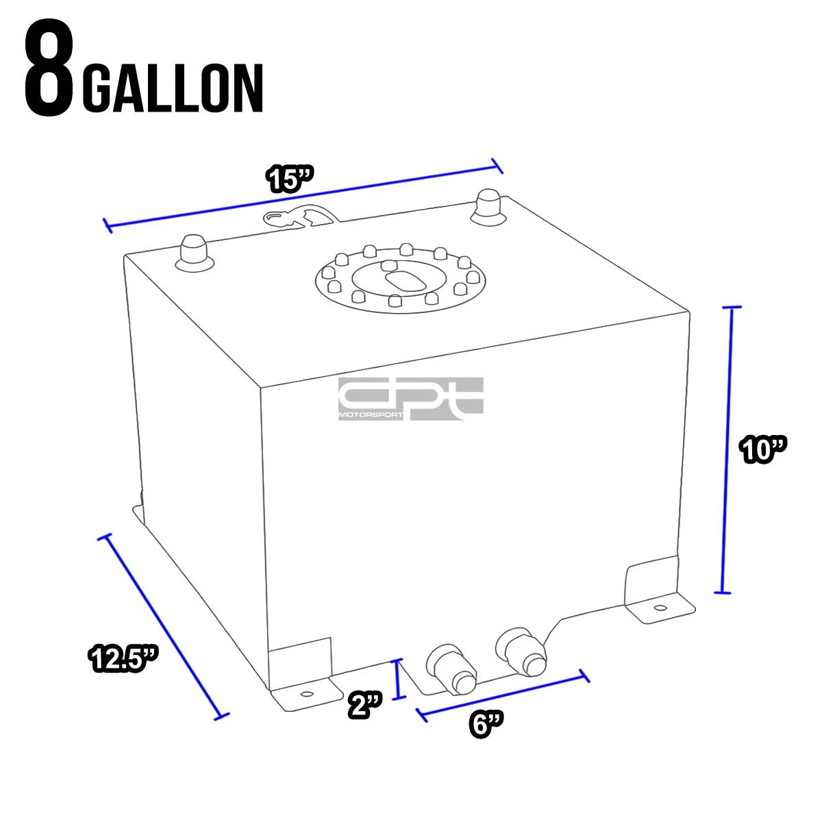 8 Gallon Lightweight Black Coat Aluminum Race Fuel Cell Tank for Universal