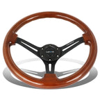 NRG 350mm 3" Deep Matte Spoke Brown Wood Steering Wheel for Universal (N/A)