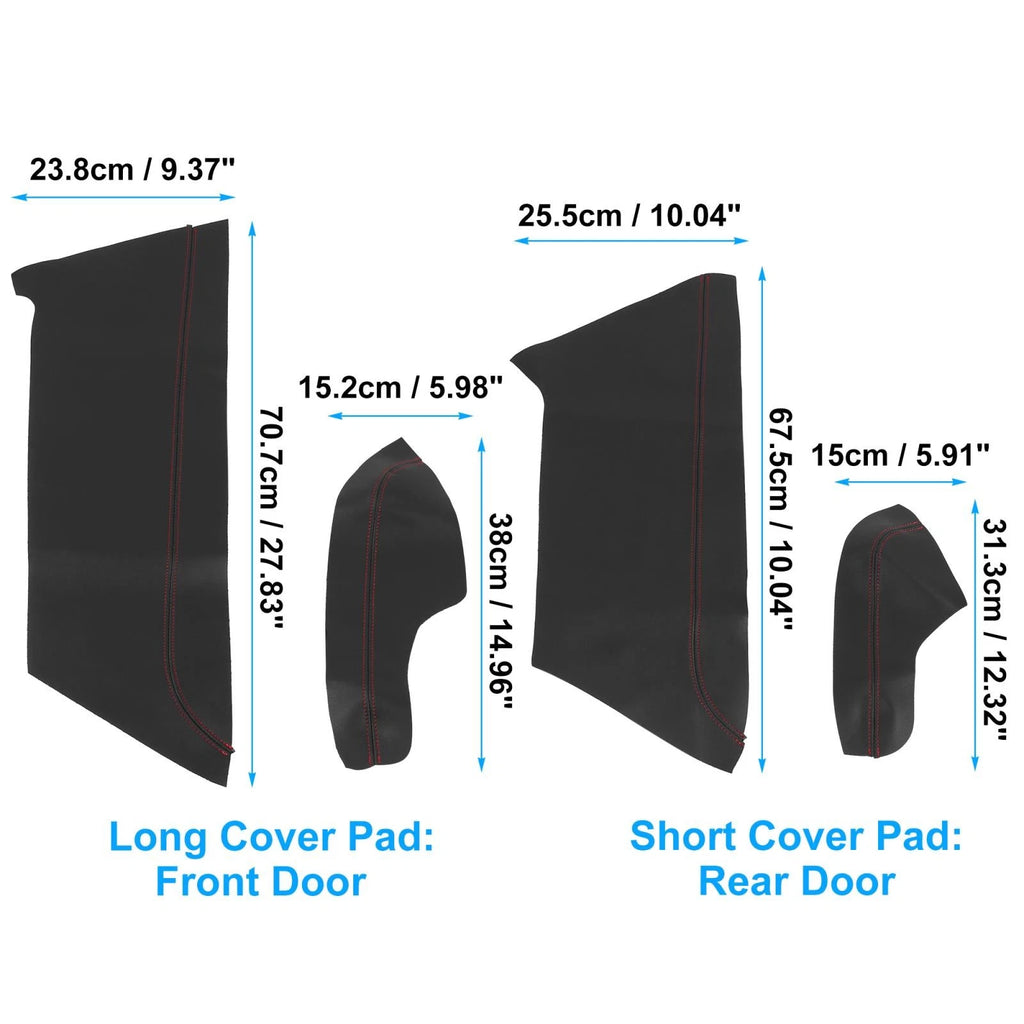 8Pcs Door Panel Armrest Cover for Honda Civic (2016–2020) Black Red Line