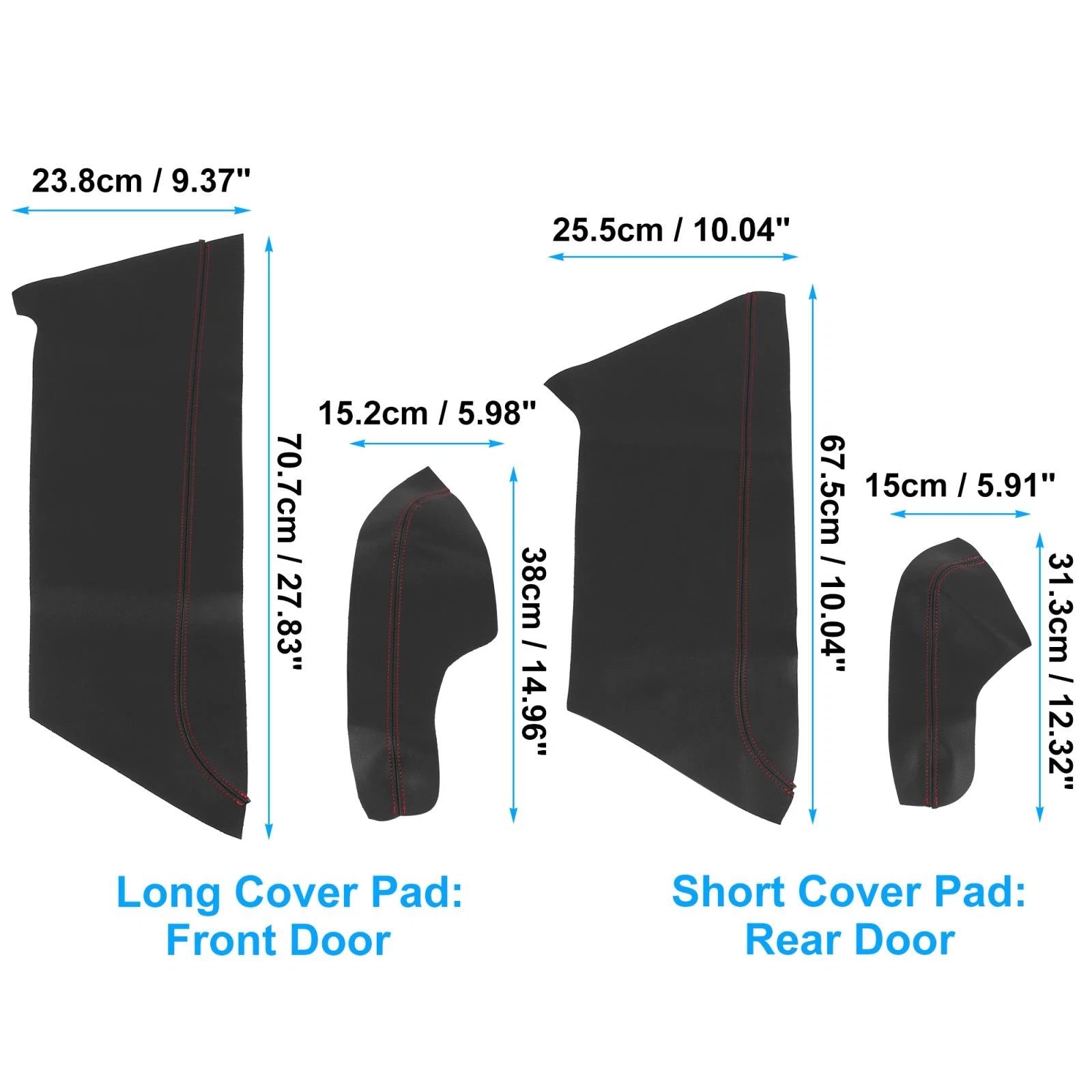 8Pcs Door Panel Armrest Cover for Honda Civic (2016–2020) Black Red Line