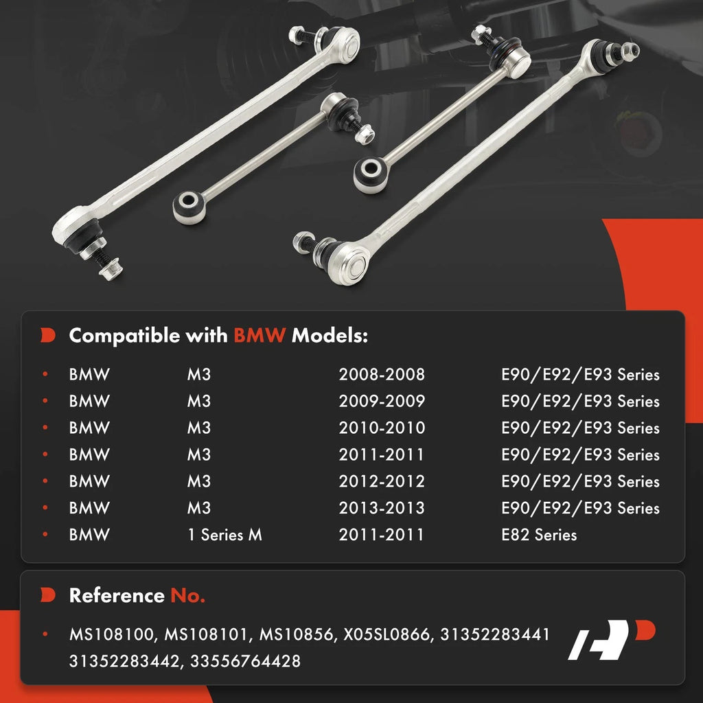 Set of 4 Sway Bar Links with Ball Joint for BMW E90 E92 E93 M3 (2007–2013)