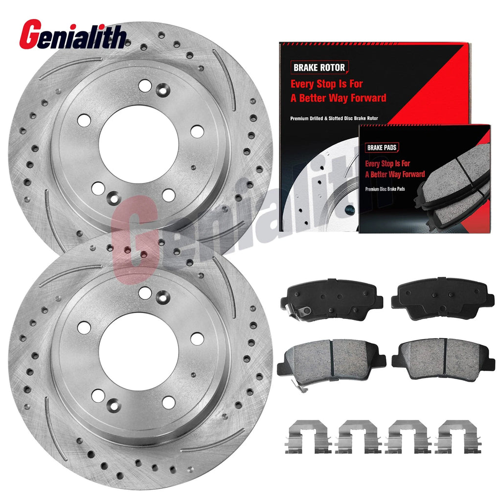 Set of 4 Rear Drilled Rotors & Ceramic Brake Pads for Hyundai Elantra, Kia Forte Koup, Soul (2011–2016)
