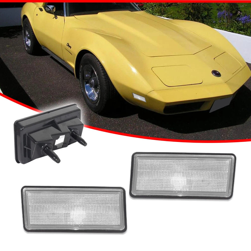 2X Clear Lens Side Marker Lights for Chevy Corvette C3 (1974–1979)