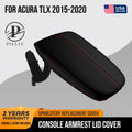 Leather Console Lid Armrest Cover for Acura TLX (2015–2020) Red Stitch