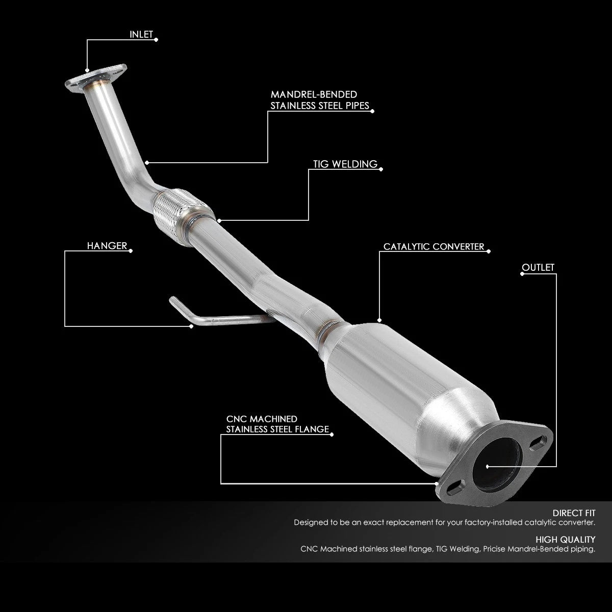 Catalytic Converter Flex Exhaust Pipe Kit for Toyota Camry Solara (1997–2001)