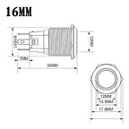 16mm Waterproof Push Button Switch with LED Ring Light for (IP66)