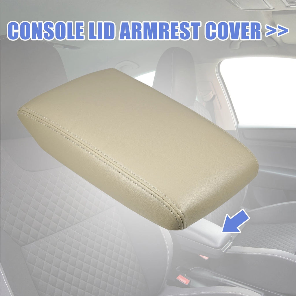 Center Console Lid Armrest Cover for Toyota Highlander (2001–2023) Faux Leather Beige