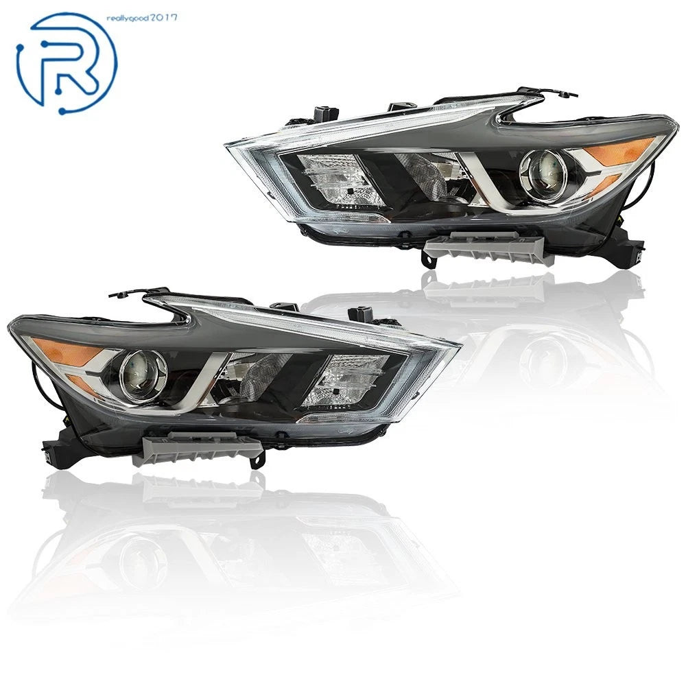 Set of 2 Headlights for Nissan Maxima (2016-2018) Halogen with LED DRL