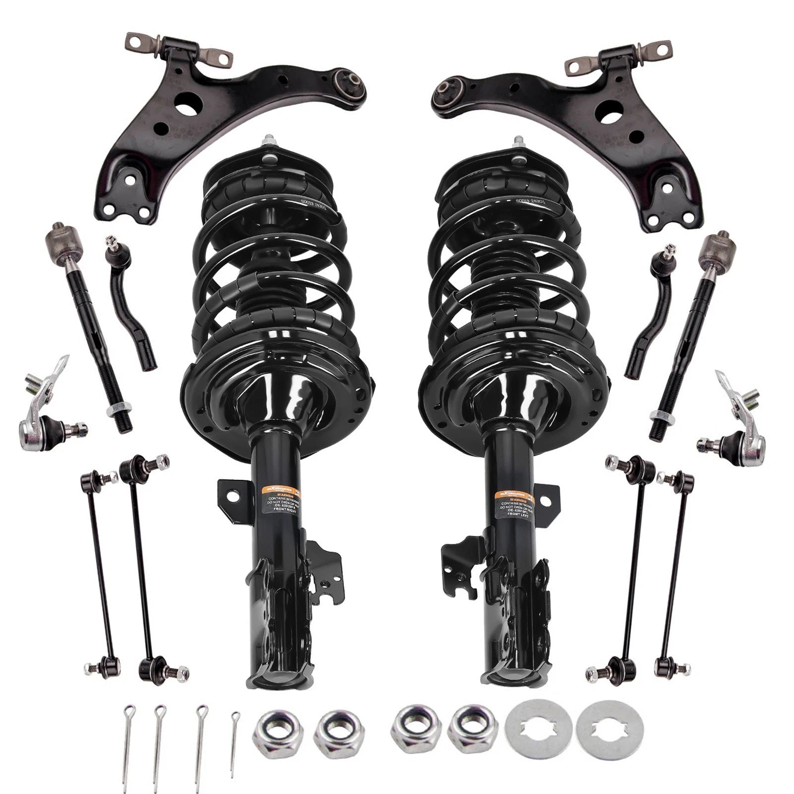 Front Struts + Control Arms + Sway Bar + Tie Rods for Toyota Camry (2007–2011)