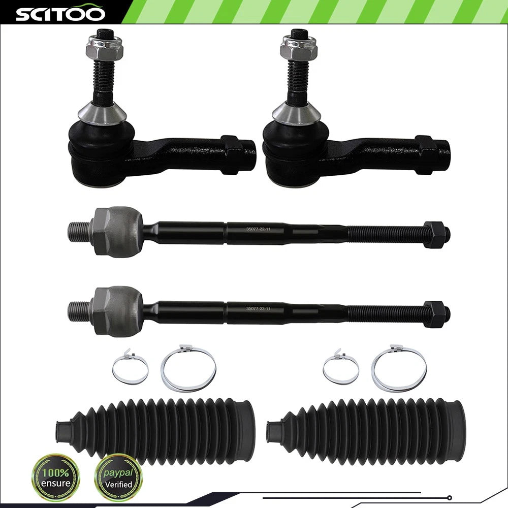 Set of 2 Front Outer Inner Tie Rods for Lincoln MKT (2013–2017)